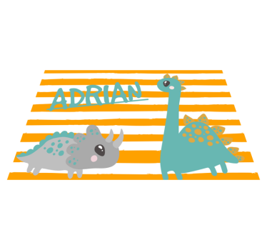 Individuales para mesa con nombre Dinosaurio azul y naranja - TenVinilo