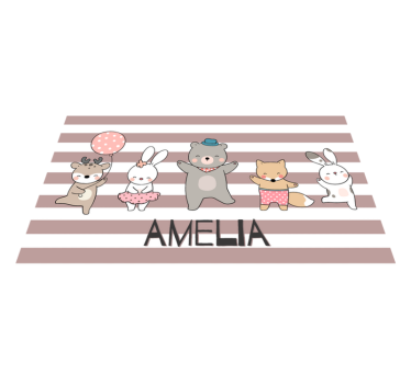 Individual para mesa con nombre Animales bailando con nombre - TenVinilo