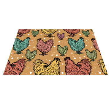 Individual mesa original patrón de gallinas coloridas - TenVinilo