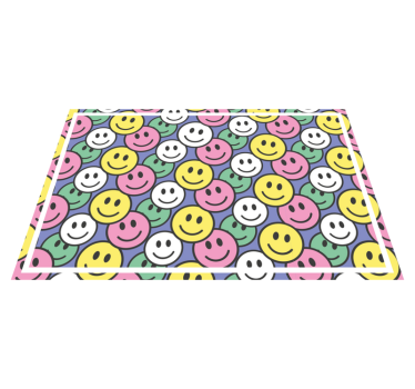 Individual original mesa Patrón de emoji colorido. - TenVinilo