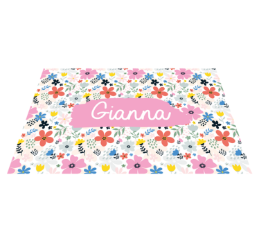 Mantel individual personalizable Bonitas flores de colores - TenVinilo