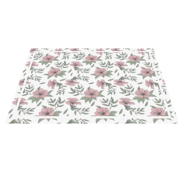 Individual de mesa elegante Flores rosadas minimalistas - TenVinilo