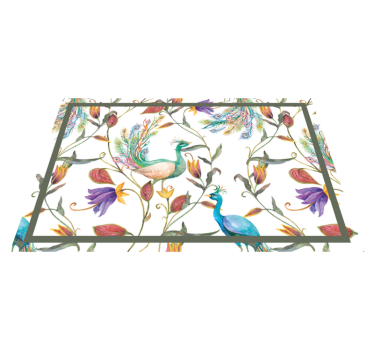 Individual mesa original patrón floral pavo real - TenVinilo