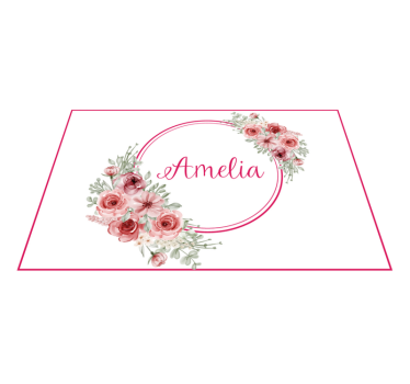 Individual mesa personalizable Flores de color rosa sobre fondo b - TenVinilo