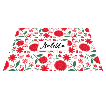 Individual mesa personalizable arte floral con nombre - TenVinilo