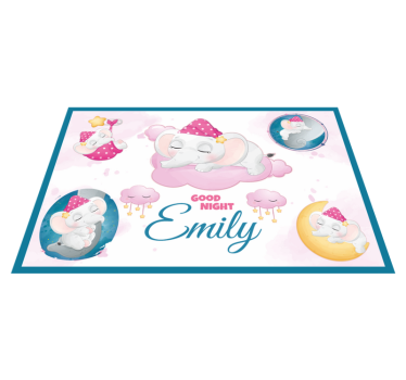 Individual de mesa infantil elefante dormido con nombre - TenVinilo