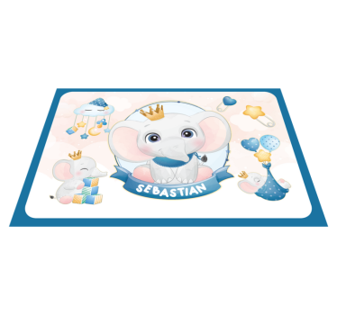 Mantel individual niños Lindo elefante para niño con nombre - TenVinilo