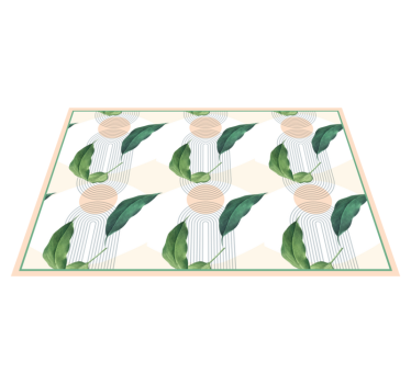 Individual original mesa Hoja verde con fondo rosa abstracto - TenVinilo