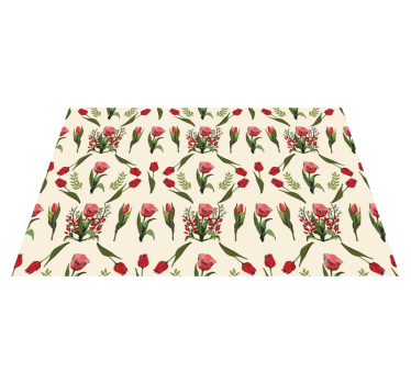 Individual mesa original cuenco rojo floral - TenVinilo