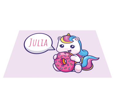 Mantel individual personalizable unicornio con dona - TenVinilo