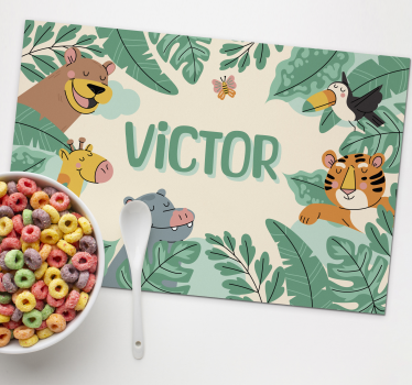 Mantel individual personalizable animales de la selva - TenVinilo