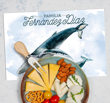 Individual de mesa con nombre familia ballenas - TenVinilo