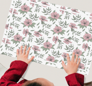 Individual de mesa elegante Flores rosadas minimalistas - TenVinilo