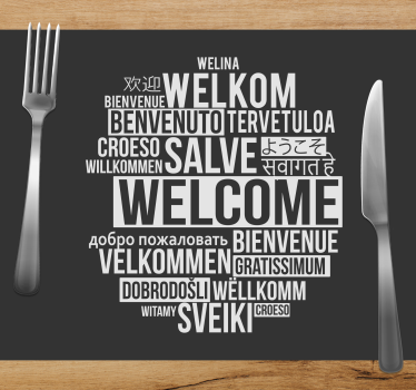 Individual de mesa frase bienvenida diseño multilingüe - TenVinilo