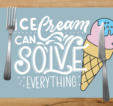 Individual de mesa frase el helado es felicidad - TenVinilo