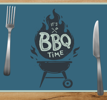Individual de mesa frase hora de bbq llamas - TenVinilo