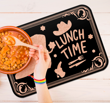 Individual de mesa frase hora del almuerzo oeste - TenVinilo