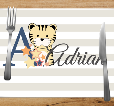 Individual de mesa infantil ilustración de tigre lindo - TenVinilo