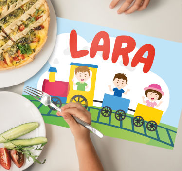 Individual de mesa infantil ilustración de tren infantil - TenVinilo