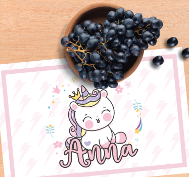 Individual de mesa infantil ilustración de unicornio lindo - TenVinilo