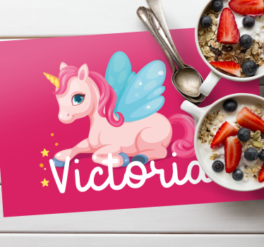 Individual de mesa infantil ilustración de unicornio soñador - TenVinilo