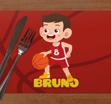 Individual de mesa infantil jugador de baloncesto alegre - TenVinilo