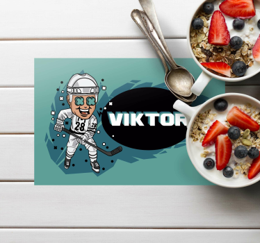 Individual de mesa infantil jugador de hockey caricatura - TenVinilo