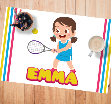 Individual de mesa infantil jugador de tenis feliz - TenVinilo