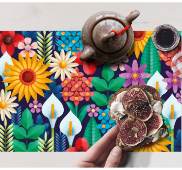 Individual mesa original arreglo floral vibrante - TenVinilo