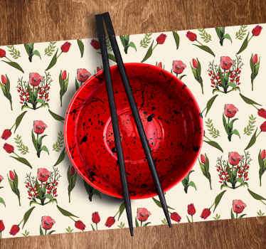 Individual mesa original cuenco rojo floral - TenVinilo