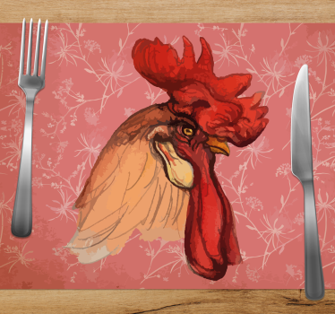 Individual mesa original ilustración de cabeza de gallo - TenVinilo