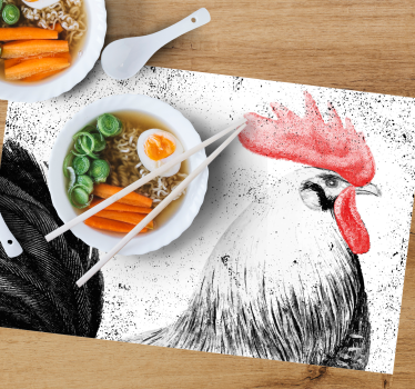 Individual mesa original ilustración de gallo - TenVinilo