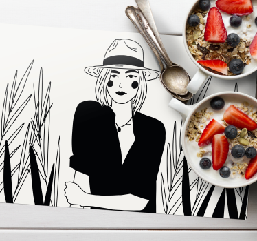 Individual mesa original ilustración de mujer elegante - TenVinilo