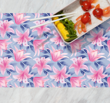 Individual mesa original patrón de lirios rosa floral - TenVinilo