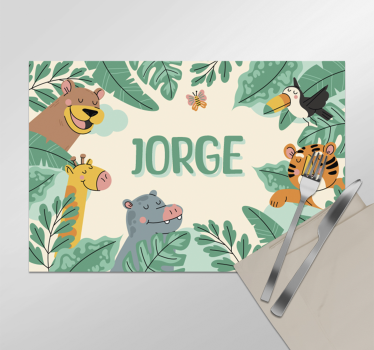 Mantel individual personalizable animales de la selva - TenVinilo