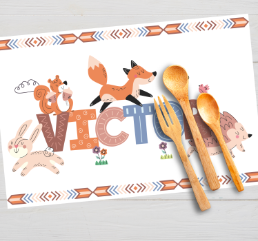 Individual mesa personalizable Animales del bosque - TenVinilo