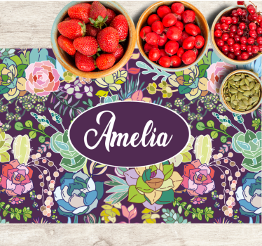 Individual mesa personalizable arte floral personalizado - TenVinilo