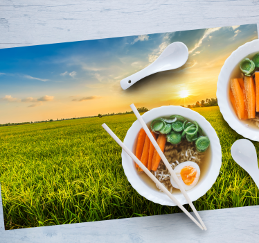 Individual mesa personalizable campo de arroz al atardecer - TenVinilo