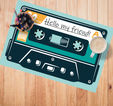 Individual mesa personalizable Cinta de cassette de los 80 con tu - TenVinilo