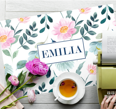 Individual mesa personalizable con diseño floral - TenVinilo