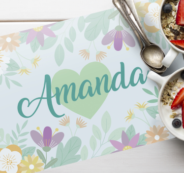 Individual mesa personalizable corazón floral amanda - TenVinilo