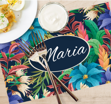 Individual mesa personalizable plato floral personalizado - TenVinilo