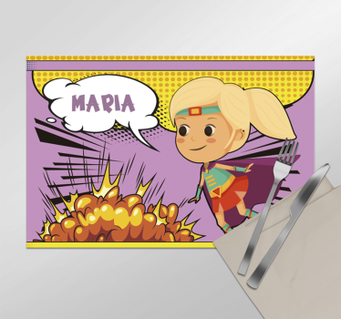Mantel individual personalizable superheroína cómica - TenVinilo