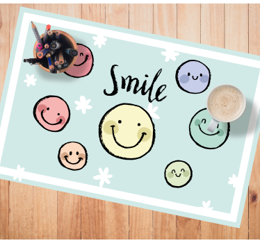Individual original mesa Emoticonos de sonrisa de color crayón - TenVinilo