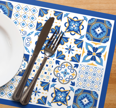 Individual original mesa Estilo mediterráneo azul - TenVinilo
