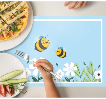 Individual original mesa Flor blanca con abeja - TenVinilo