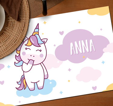 Individuales de mesa personalizables de unicornio - TenVinilo