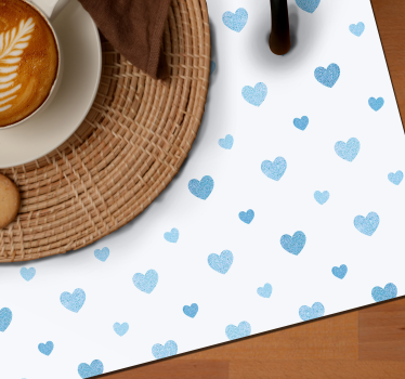 Individuales originales para mesa Lindos pequeños corazones azule - TenVinilo