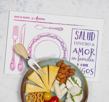 Individuales para mesa con nombre Dinero y salud - TenVinilo