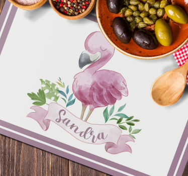 Individuales para mesa con nombre Flamenco pintado para niños - TenVinilo
